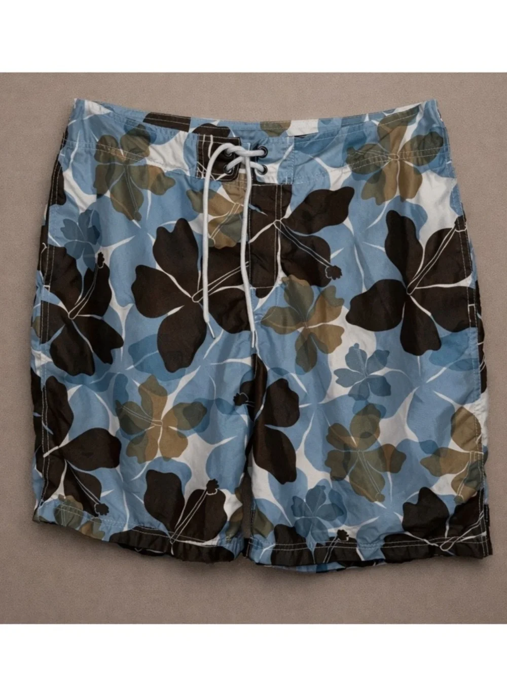 🌺 Nautica Men’s Blue Tropical Floral Swim Trunks Size 34 Quick Dry Board Shorts